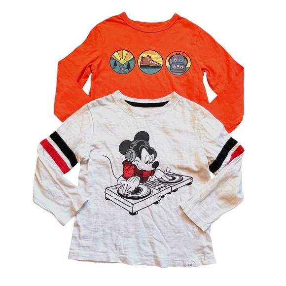 Gap Mickey Mouse Disney Long Sleeves T Shirts Size 4T & Gap Orange T Shirt - Picture 1 of 12